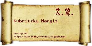 Kubritzky Margit névjegykártya